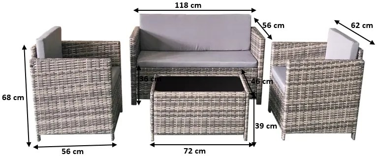 Zestaw mebli ogrodowych Calmo szary melanż