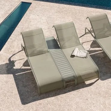 Zestaw 2 Leżaków Rozkładanych I Stolik Boczny Ze Stali Marietta Awokado - Sklum