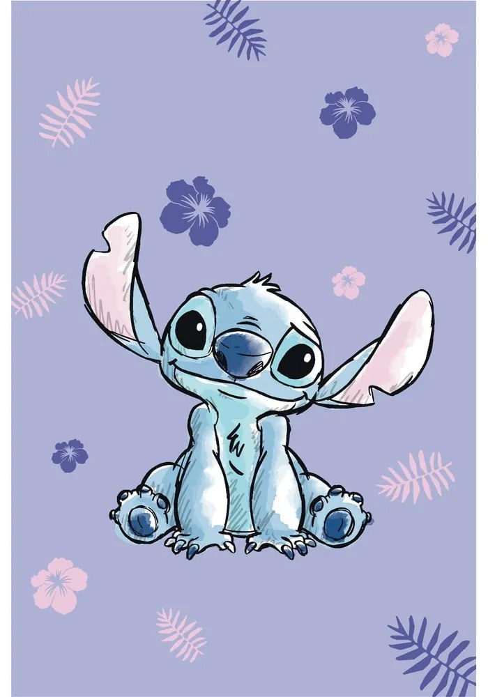 Fioletowy koc dziecięcy z mikfroflaneli 100x150 cm Lilo and Stitch – Jerry Fabrics