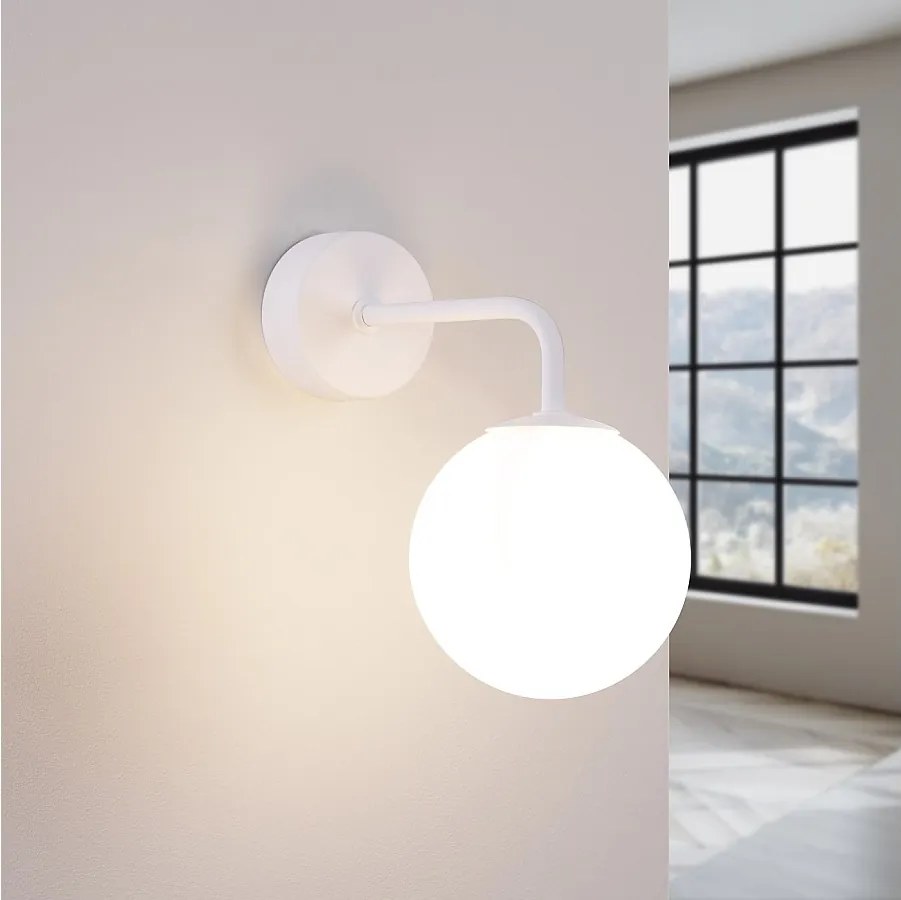 Lampa ścienna minimalistyczny Bealy, stal/szkło - 1 źródło światła 3000K - L.10 x H.21 cm - biały