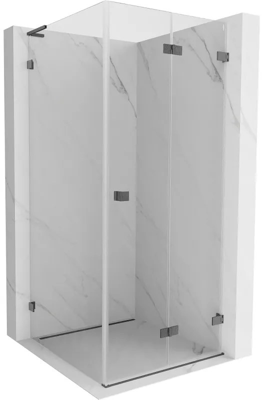 Mexen Lunar-F L kabina prysznicowa składana prawa 90 x 90 cm, transparent, gun gray szczotkowany - 836L-090-090-66-00-P