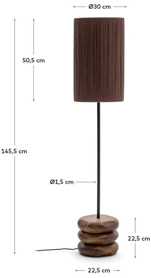 Lampa stołowa z litego drewna akacjowego w ciemnym naturalnym kolorze (wysokość 147 cm) Kor – Kave Home