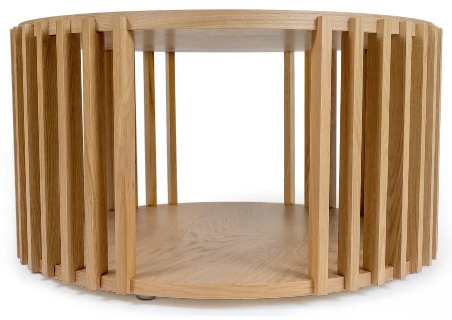Stolik z drewna dębowego Woodman Drum, ø 83 cm