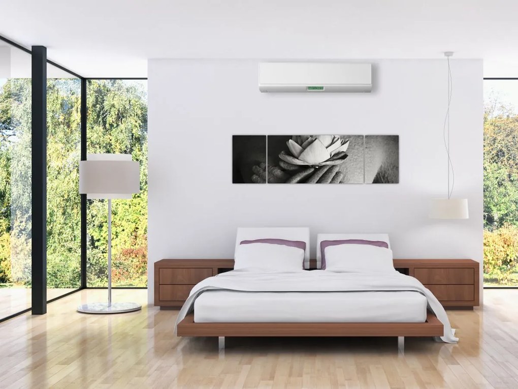 Obraz - Lotos w rękach Buddy (170x50 cm)