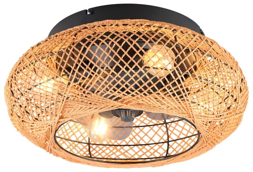 Brązowa lampa sufitowa ze zdalnym sterowaniem/z wentylatorem Lillesand – Trio