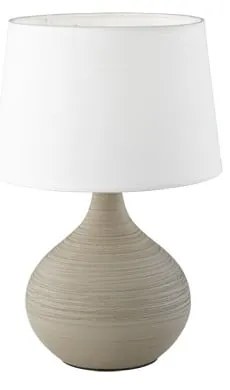 Biało-brązowa lampa stołowa z ceramiki i tkaniny Trio Martin, wys. 29 cm