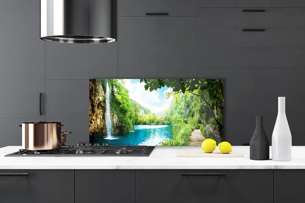 Panel Kuchenny Wodospad Wpadający Do Jeziora