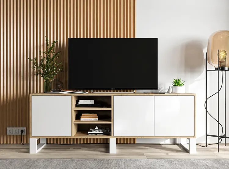 Szafka na TV dąb wotan + biały G4-E55