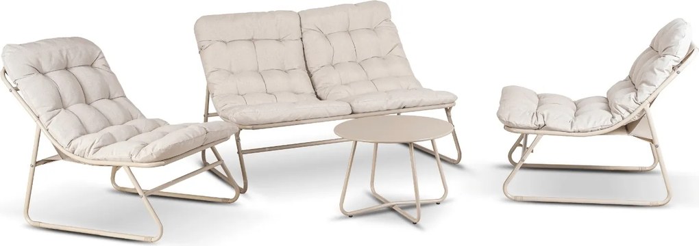 Zestaw mebli ogrodowych dla 4 osób Nivo 041 - sofa, fotele, stolik, kolor beżowy