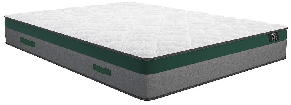 Zestaw 140 x 190 cm stelaż z jasną naturalną skrzynią i szufladą + materac o grub. 22 cm ze sprężynami kieszeniowymi - PRESTIGE marki YSMÉE