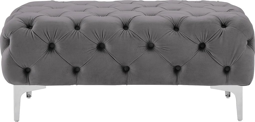 Puf Chesterfield z weluru antracytowy – EDWINA