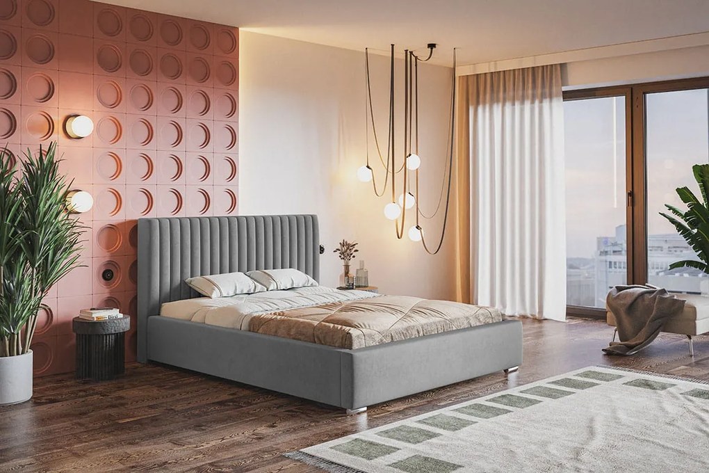 Łóżko tapicerowane ze stelażem i pojemnikiem PASSO PREMIUM