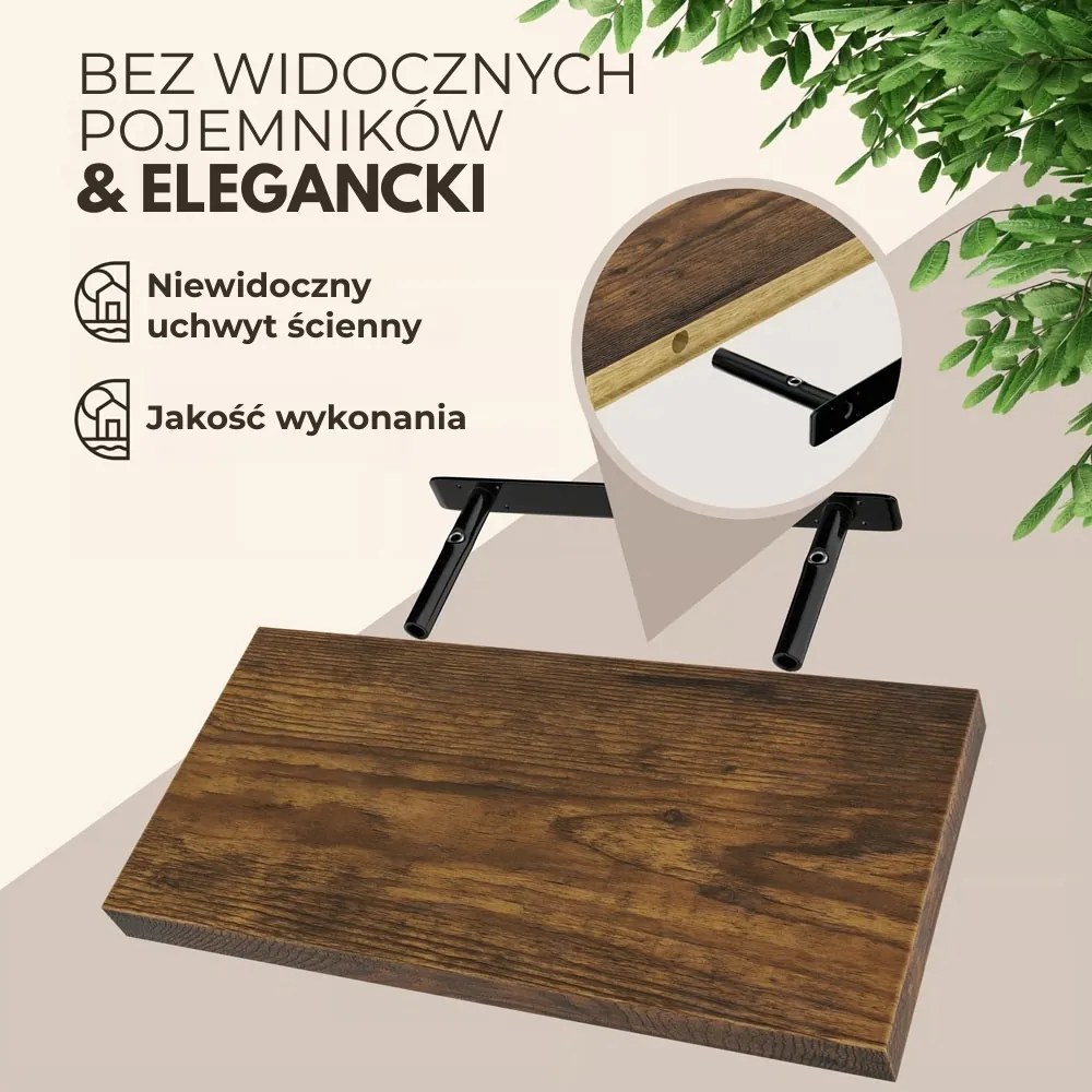 Półka ścienna FIGO + z konsolą, 50cm, ciemny dąb Casaria