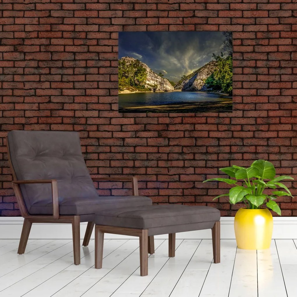 Obraz krajobrazu z jeziorem (70x50 cm)