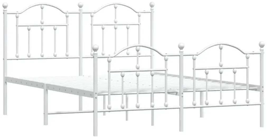 Białe metalowe łóżko małżeńskie 140x200 cm - Azos