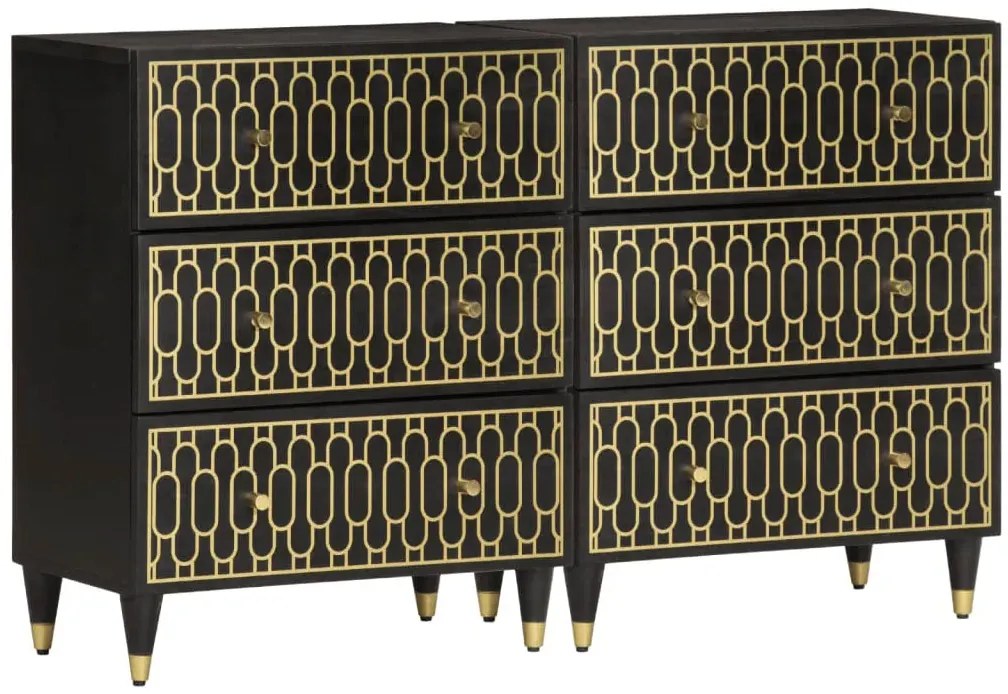 Czarna drewniana komoda z szufladami retro N6-T38