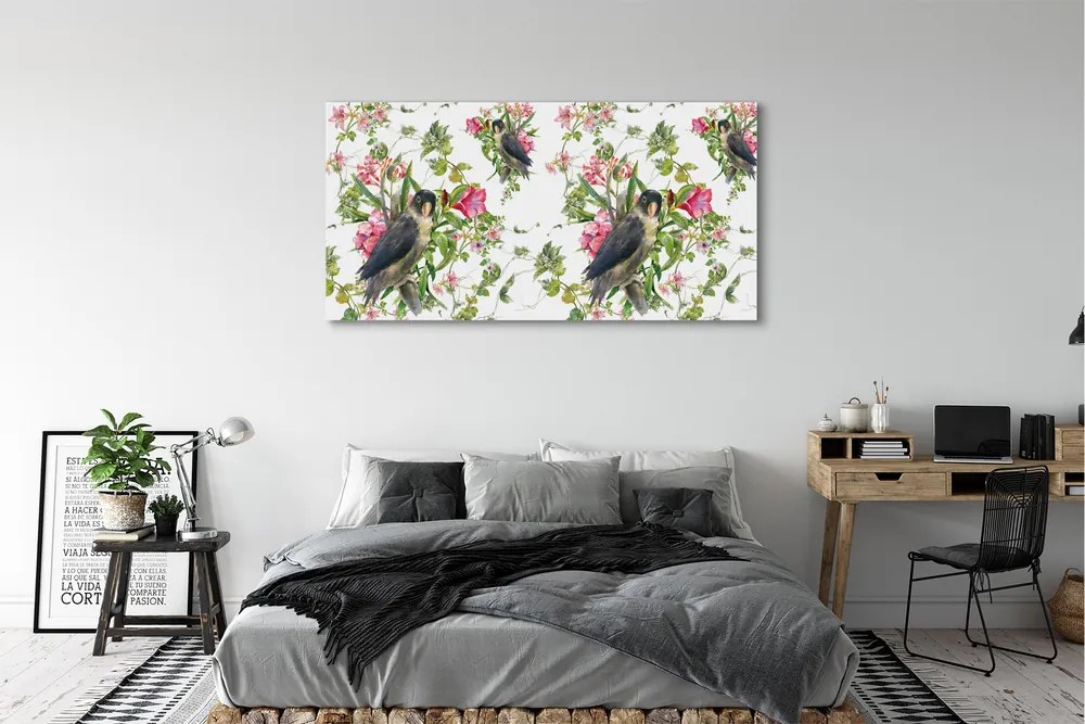 Obraz drukowany na płótnie Ptaki Siedzące na Gałęzi
