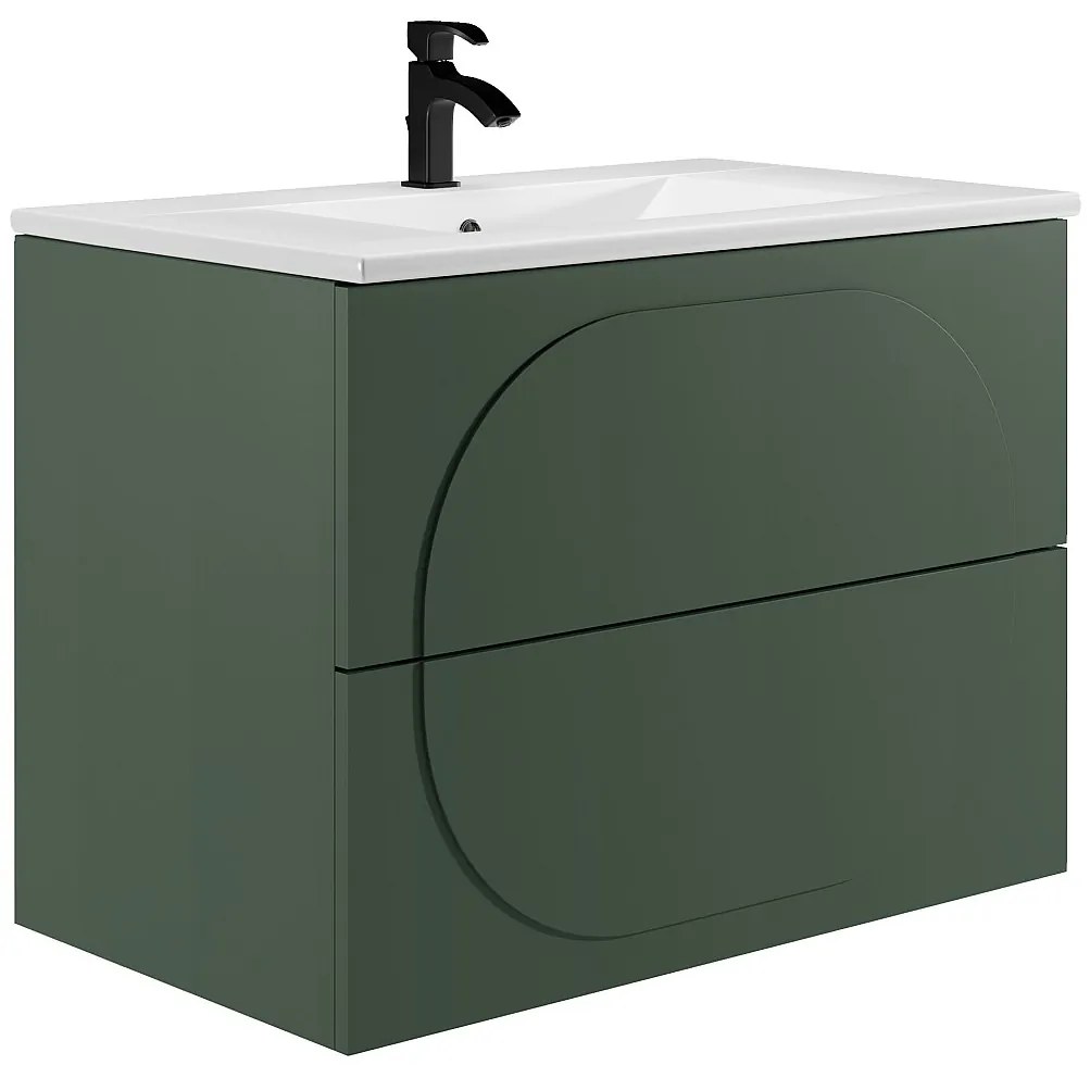 Szafka łazienkowa wisząca  z umywalką nablatową - Zielona - 80 cm - VUTOMA