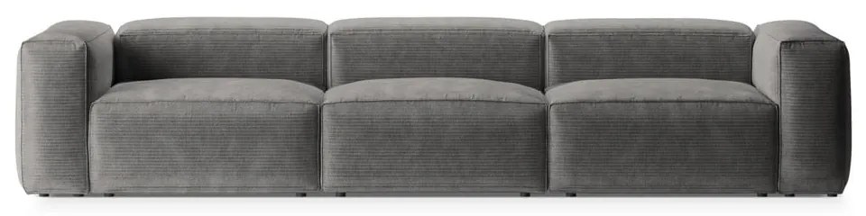 Jasnoszara sztruksowa sofa 364 cm Bergamo – Cosmopolitan Design