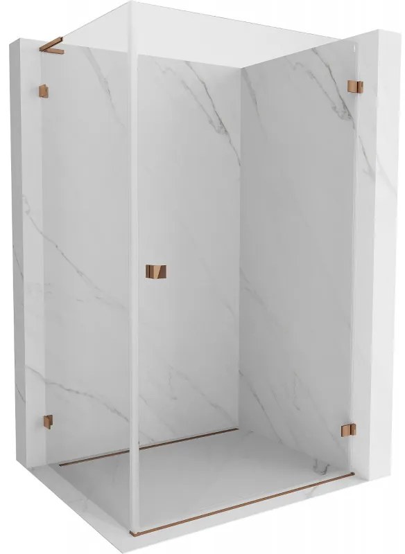 Mexen Lunar-B L kabina prysznicowa uchylna prawa 95 x 90 cm, transparent, różowe złoto - 832L-095-090-60-00-P