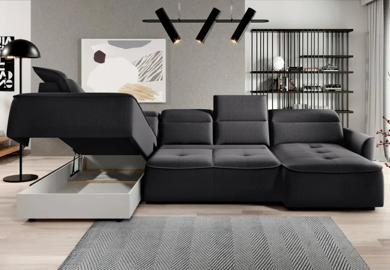 Narożnik MURILLO XL z elektryczną regulacją siedziska Lewostronny w tkaninie VOUGE 18 WERSAL