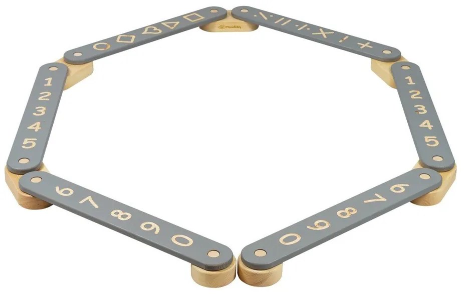 Szary tor sensoryczny z litego drewna sosnowego 10x408x5 cm Montessori – Meowbaby