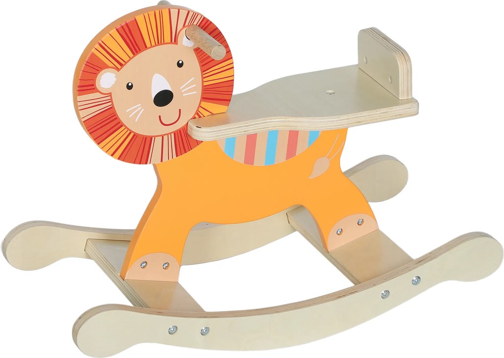 AIYAPLAY Bujak w motywie lwa, udźwig 25 kg, 2-5 lat, drewno, pomarańczowy