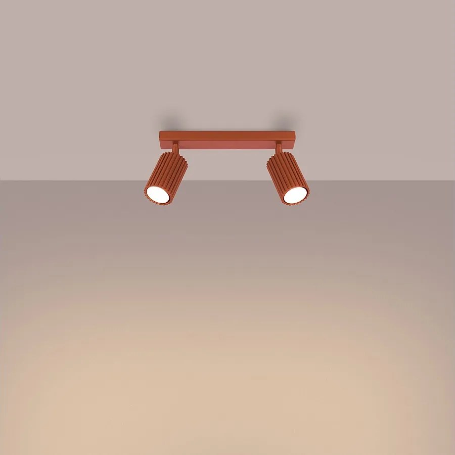 Lampa sufitowa minimalistyczny Gloow, aluminium - 2 źródło światła 3000K - L.30 x H.16.5 cm - ochra czerwona
