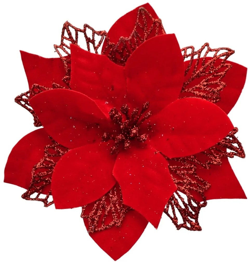 Świąteczna dekoracja Poinsettia z pajączkiem,zestaw 6 szt.