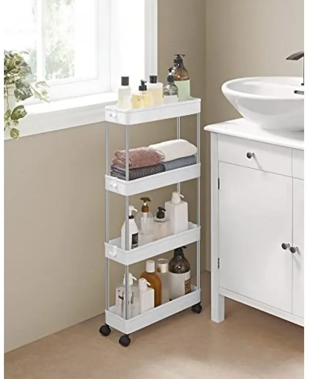Półka plastikowa na kółkach CART 13,5x42x83 cm biała