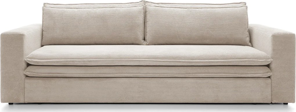 Waniliowa sztruksowa kanapa z pojemnikiem N6-E60