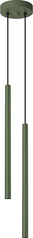 Lampa Wisząca Nowoczesny Pastelo, Stal - 2 Źródło - L.15 X H.104 Cm - Zielony Oliwkowy