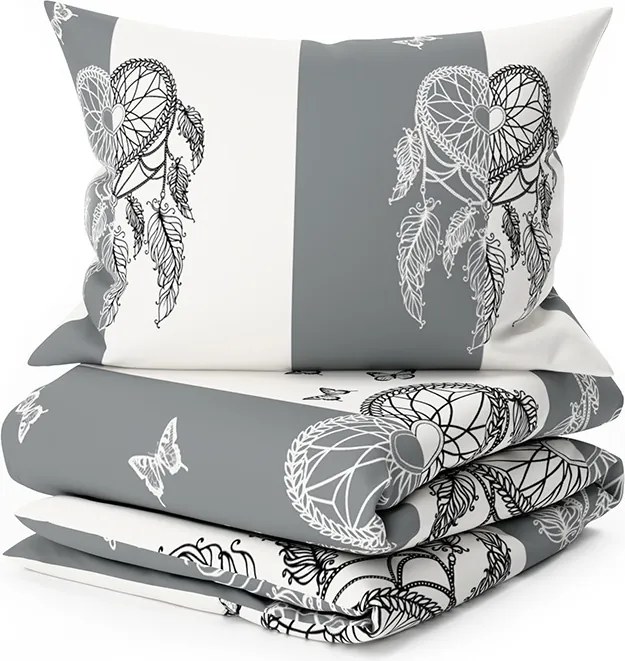 PrzytulneMieszkanie.pl PrzytulneMieszkanie.pl Bawełniana pościel TIRSO POLY szaro-biała Rozmiar pościeli: 70 x 90 cm | 140 x 220 cm