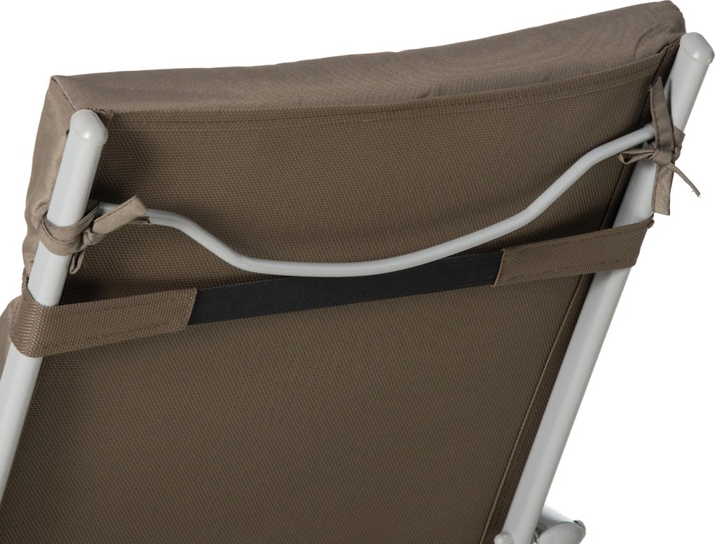 Outsunny Duży Leżak Ogrodowy Regulowalny Srebrny z Regulowaniem Oparcia Metal i Tkanina Brązowy Ogrodowy | Aosom PL