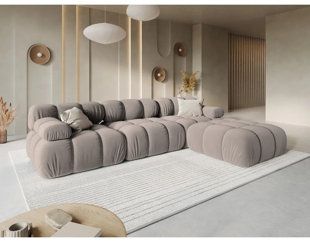 Jasnobrązowa aksamitna sofa modułowa 282 cm Bellis – Micadoni