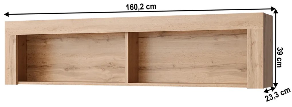 Półka wisząca MORATIZ, dąb wotan