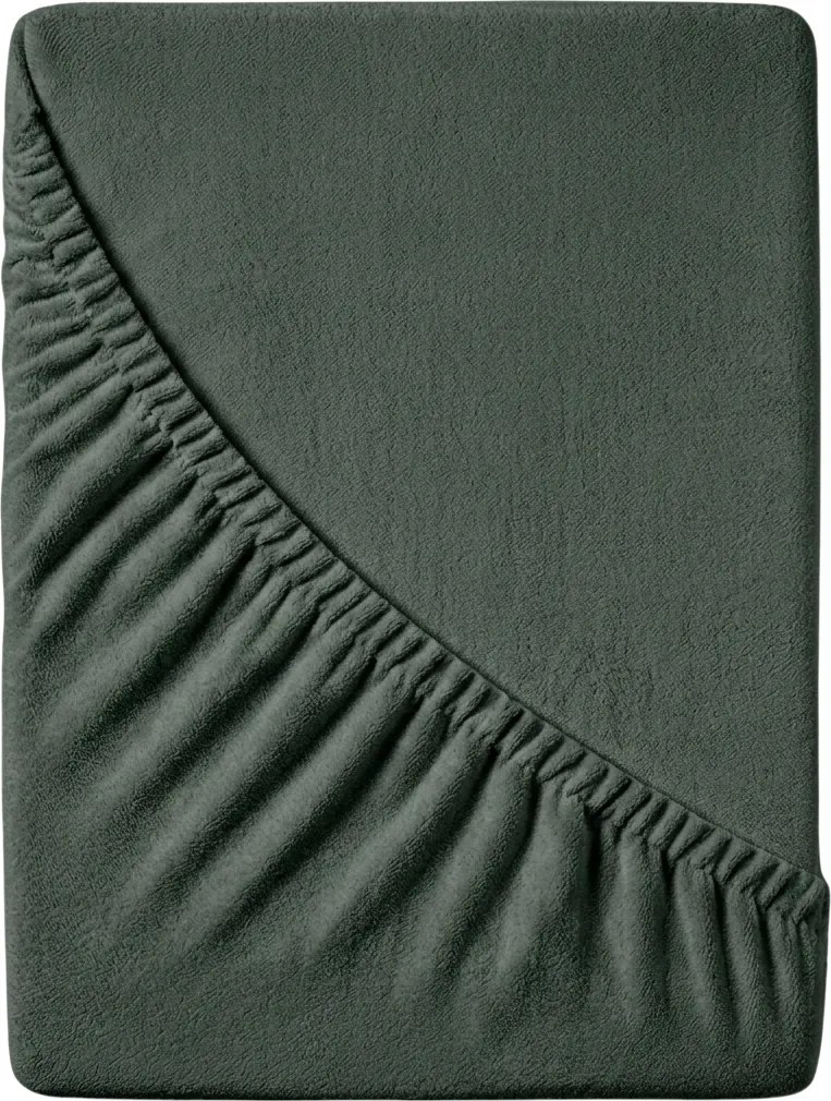 PrzytulneMieszkanie.pl Frotowe prześcieradło EXCLUSIVE zielonoszare 180 x 200 cm