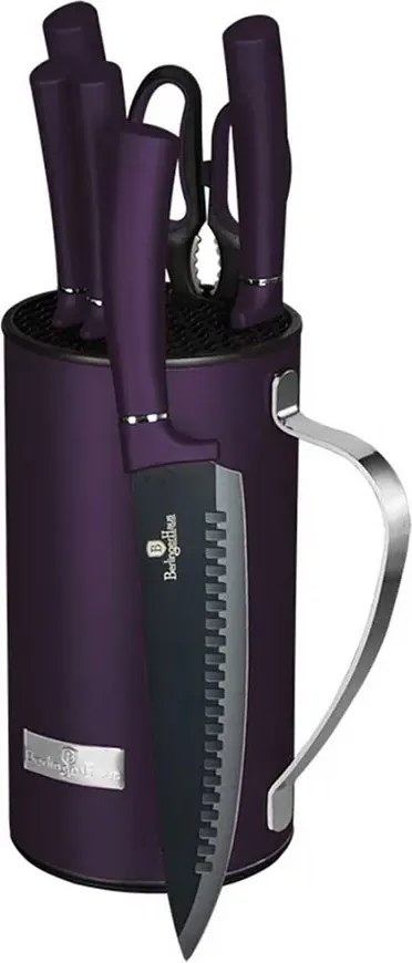 Elegancki fioletowy zestaw 5 noży w bloku F3-N35