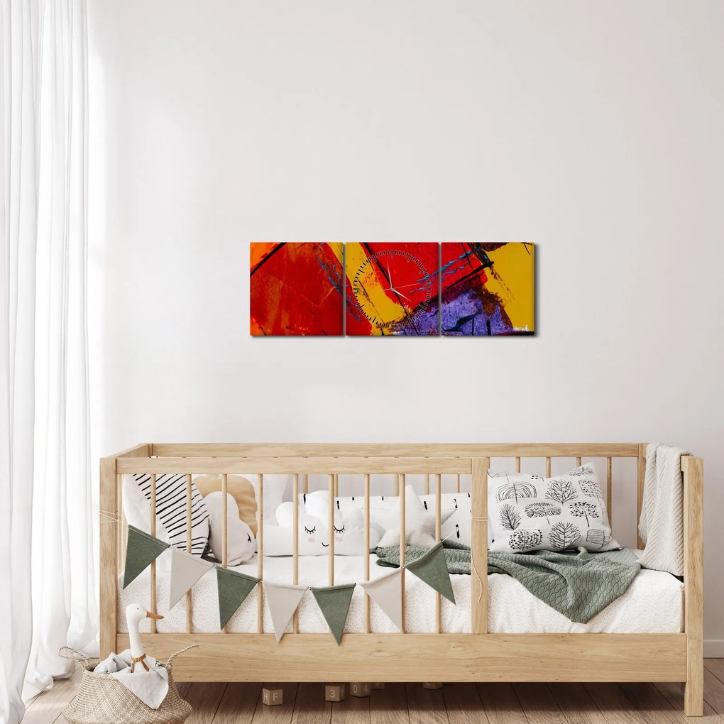 Obraz abstrakcji (z zegarem) (90x30 cm)