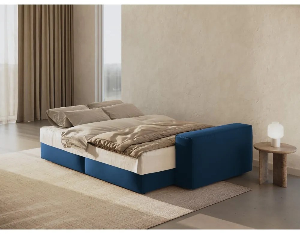 Ciemnoniebieska aksamitna rozkładana/ze schowkiem sofa 247 cm Jodie – Micadoni
