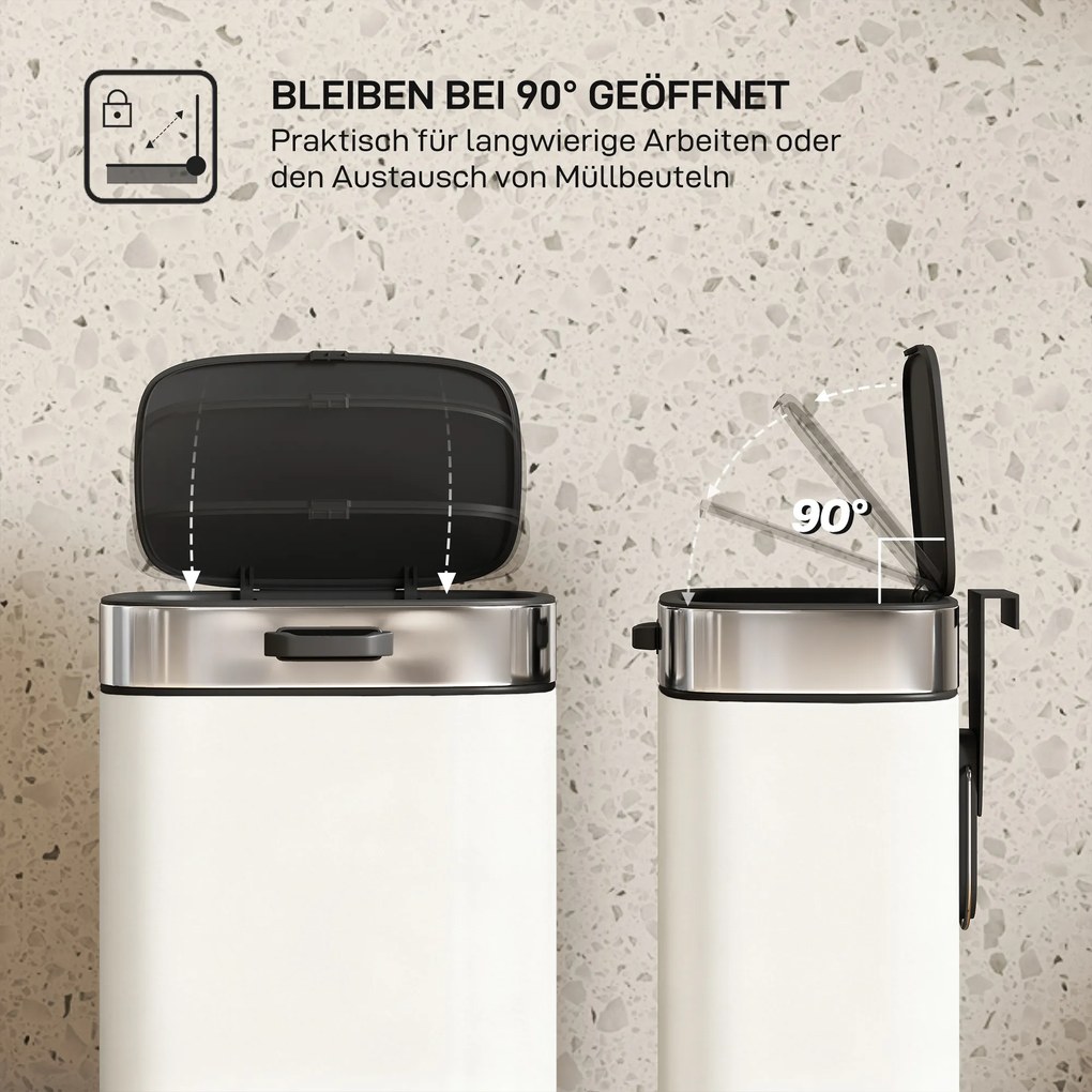 HOMCOM 5 l kosz na śmieci, ustawiany wolnostojąco lub zawieszany, stal nierdzewna, kremowo-biały