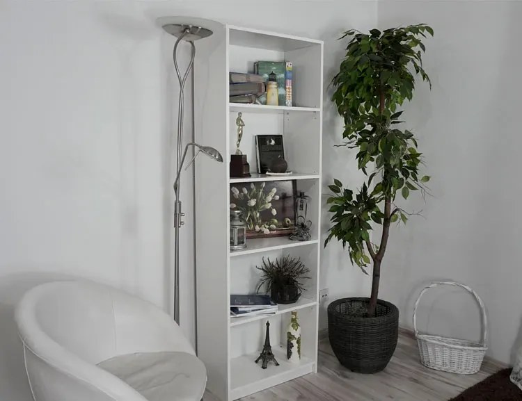 Biały minimalistyczny regał 60 cm - Stejar 5X