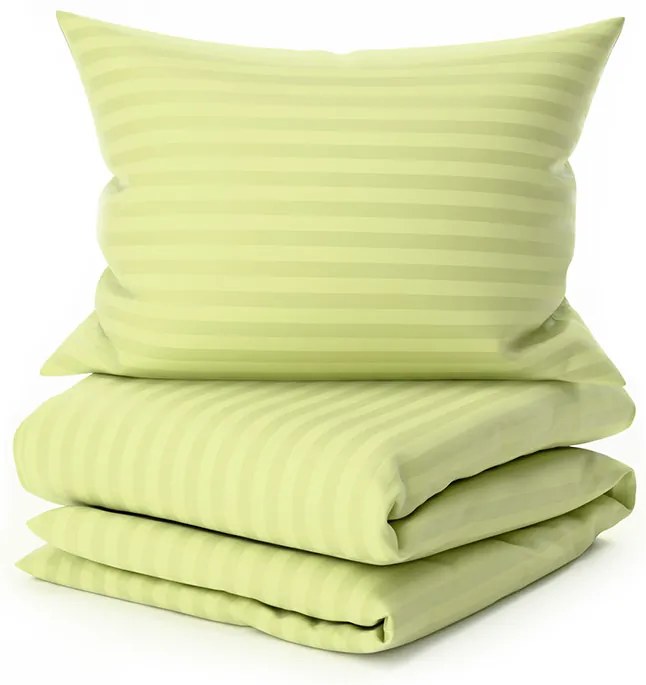 PrzytulneMieszkanie.pl PrzytulneMieszkanie.pl Hotelowa pościel z mikrofibry JASMINE pistacjowa - pasek 2 cm Rozmiar pościeli: 2 szt 70 x 90 cm | 200 x 220 cm