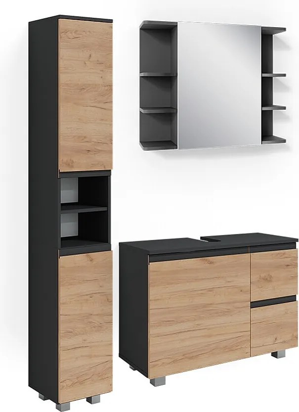 Zestaw mebli łazienkowych szary 80x33x60 j-shape