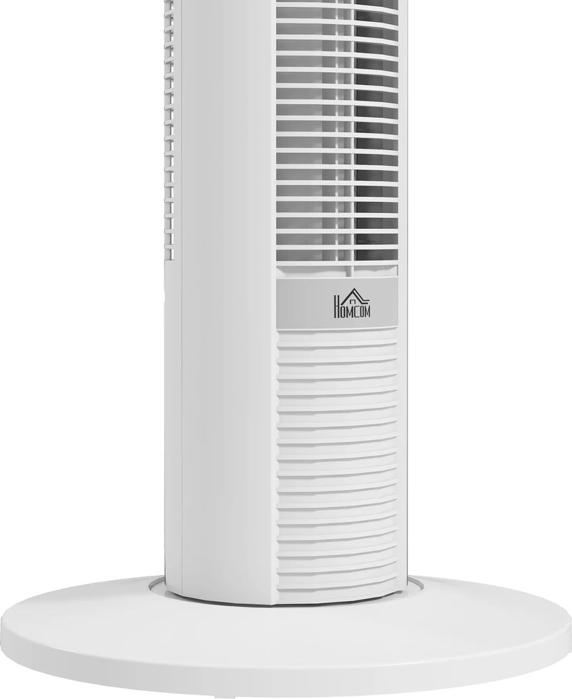 HOMCOM 70° oscylacyjny wentylator kolumnowy z pilotem 4 tryby, 3 prędkości, timer 31,5 x 31,5 x 96 cm biały | Aosom PL