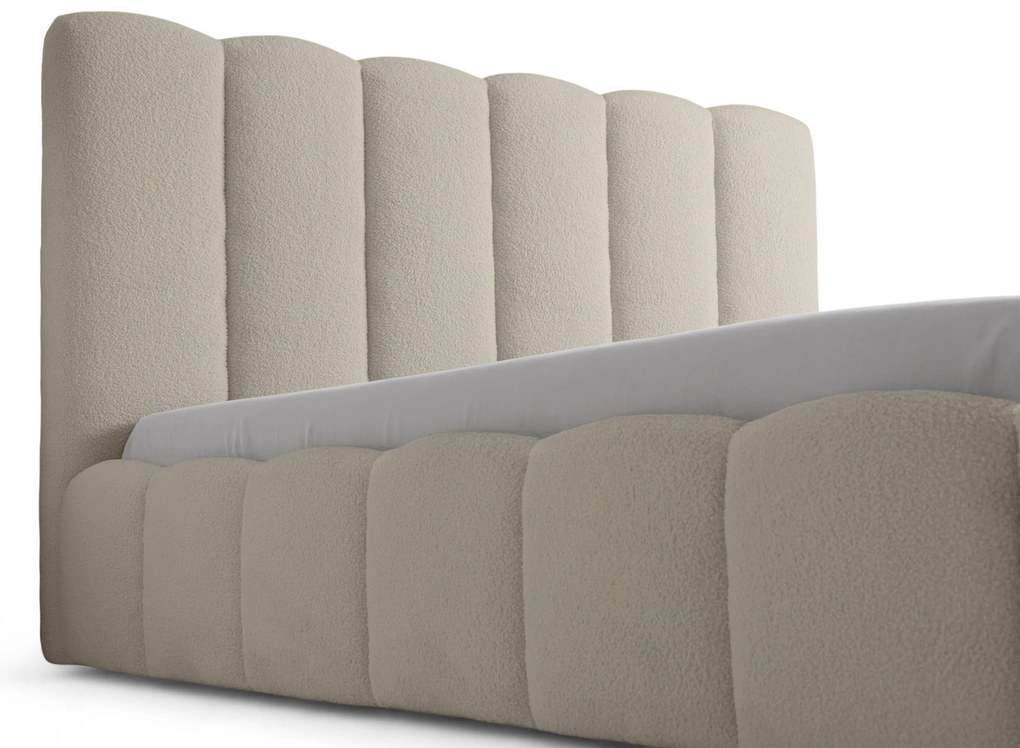 Łóżko tapicerowane Aura 160x200 z pojemnikiem - beżowa bukla Quelle 05