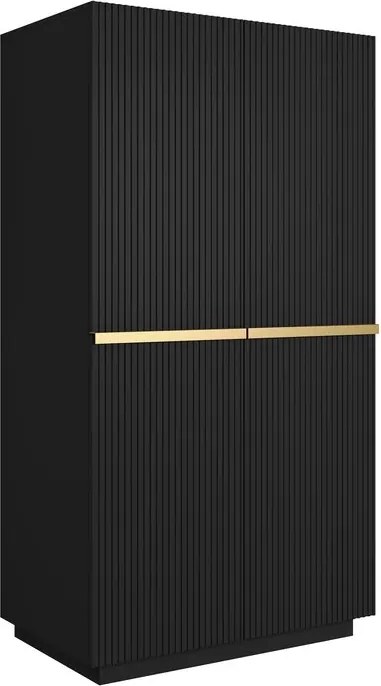 Szafa Nicole 100 cm z półkami - czarny mat / złote uchwyty