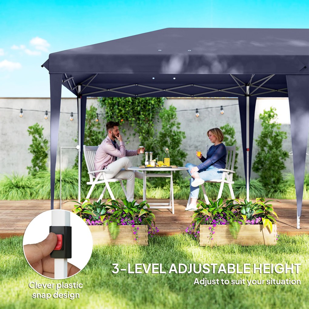 Outsunny Składany pawilon 6 x 3 m, odłączne boczne ściany, duże okna, drzwi z zamkiem błyskawicznym, rama stalowa, niebieski