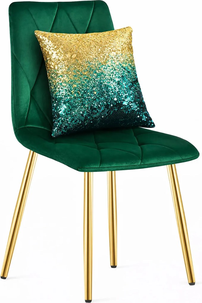 Zielone pikowane krzesło welurowe glamour M1-C09