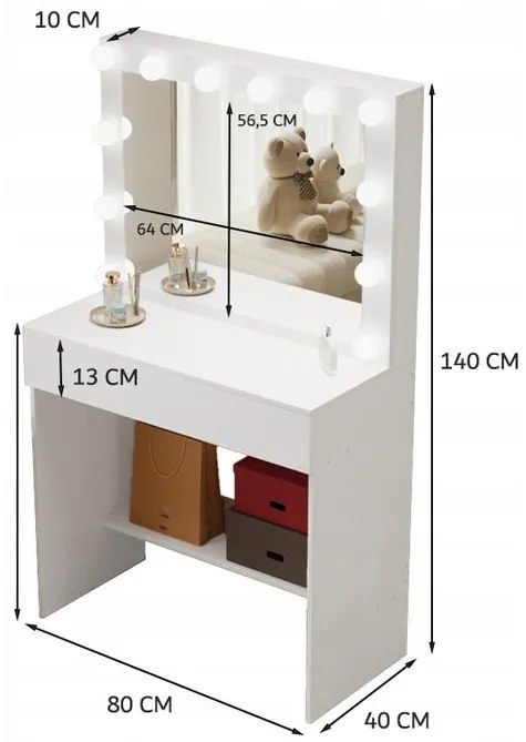 Toaletka kosmetyczna z lustrem LED – nowoczesna toaletka do makijażu i wizażu w stylu glamour loft